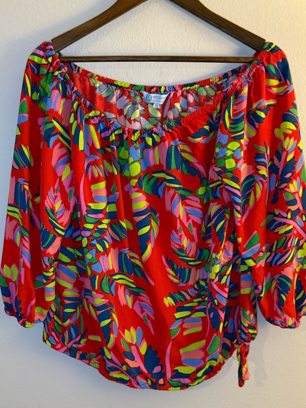 escapada Red Multicolor Off-Shoulder Blouse